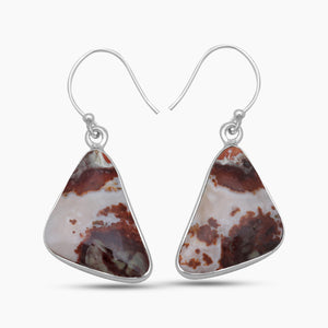 Spider Web Jasper Silver Plain Earrings