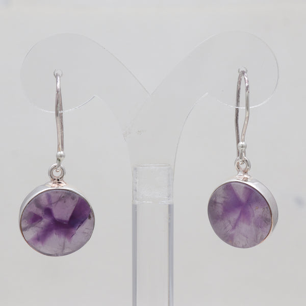 Amethyst Crystal Quartz Silver Earrings
