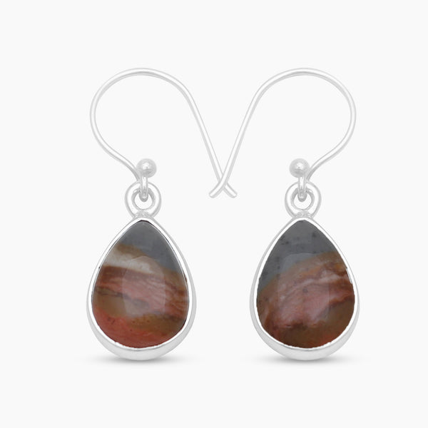 Polychrome Jasper Silver Earrings