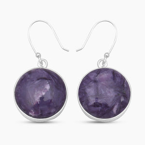 Charoite Silver Earrings