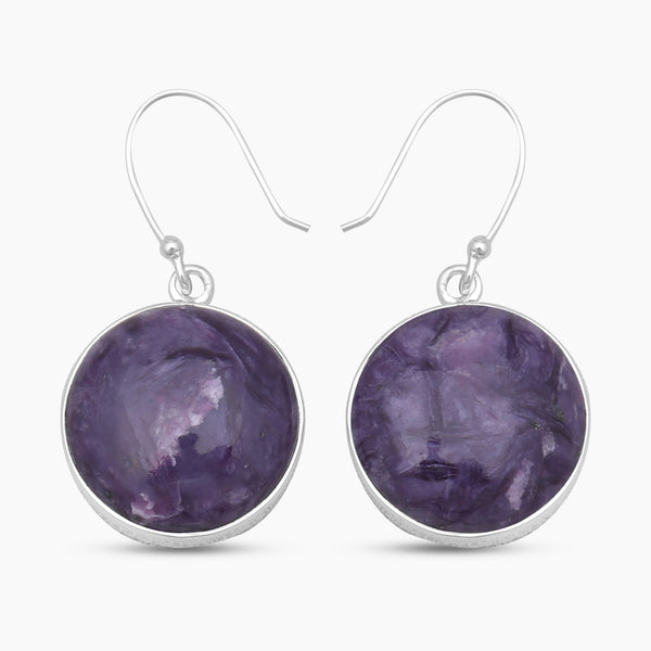 Charoite Silver Earrings