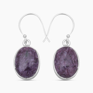 Charoite Silver Earrings