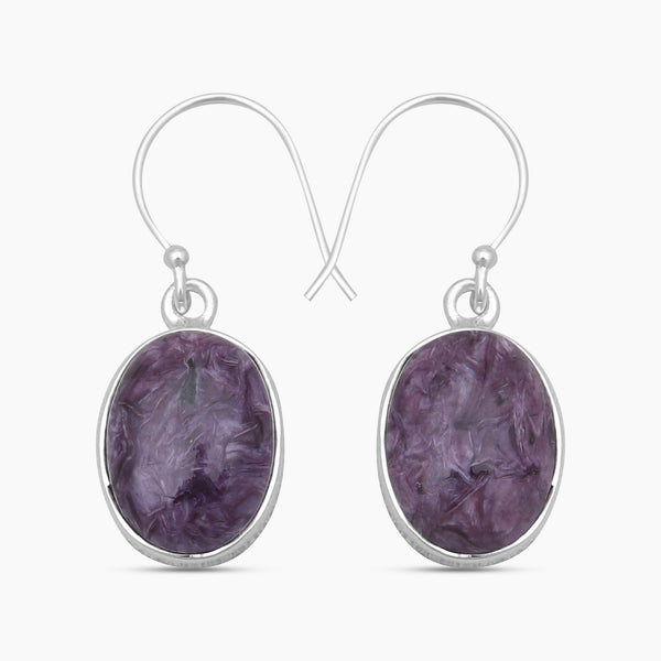 Charoite Silver Earrings
