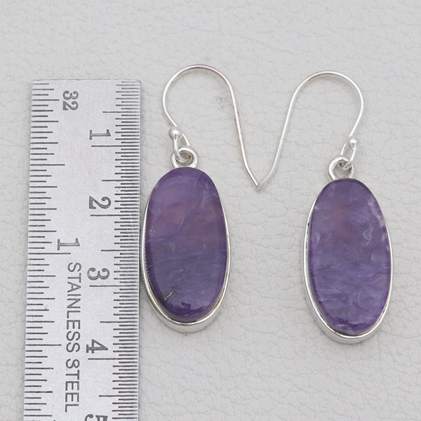 925 Sterling Silver Charoite Earrings
