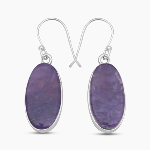 925 Sterling Silver Charoite Earrings