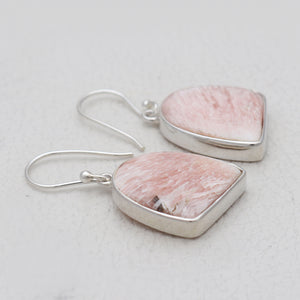 Pink Scolecite Silver Earrings