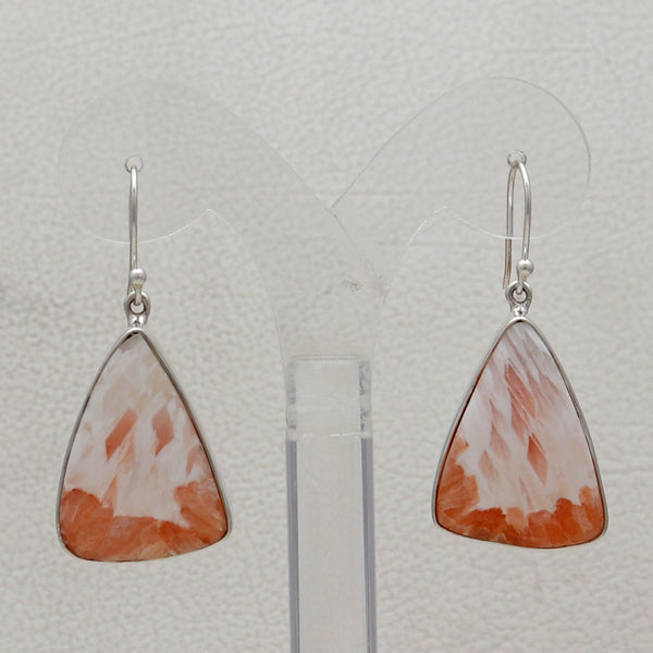 Pink Scolecite Silver Earrings