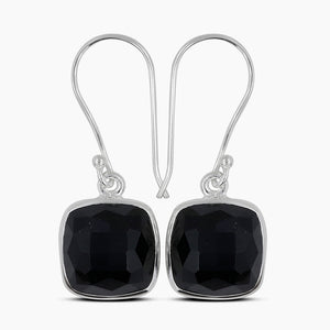 Black Onyx Silver Earrings