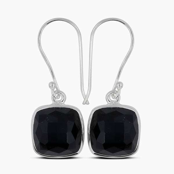 Black Onyx Silver Earrings