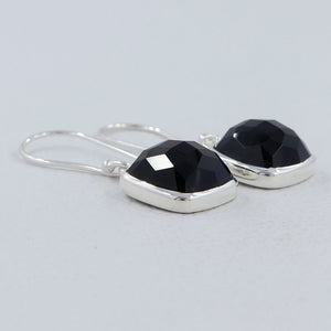 Black Onyx Silver Earrings