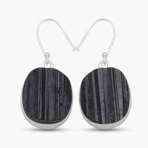 Black Tourmaline Silver Earrings