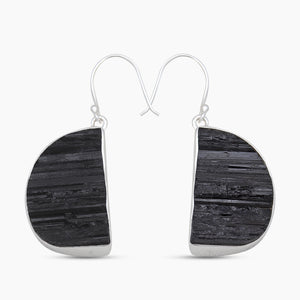 Black Tourmaline Silver Earrings