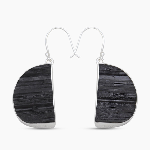 Black Tourmaline Silver Earrings