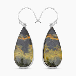 925 Sterling Silver Mustard Jasper Earrings
