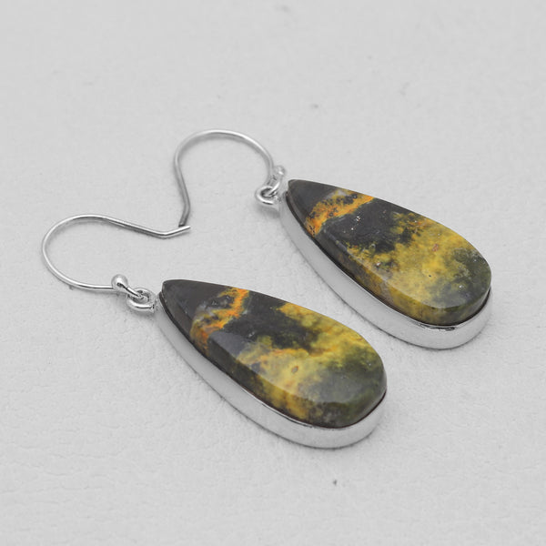 925 Sterling Silver Mustard Jasper Earrings