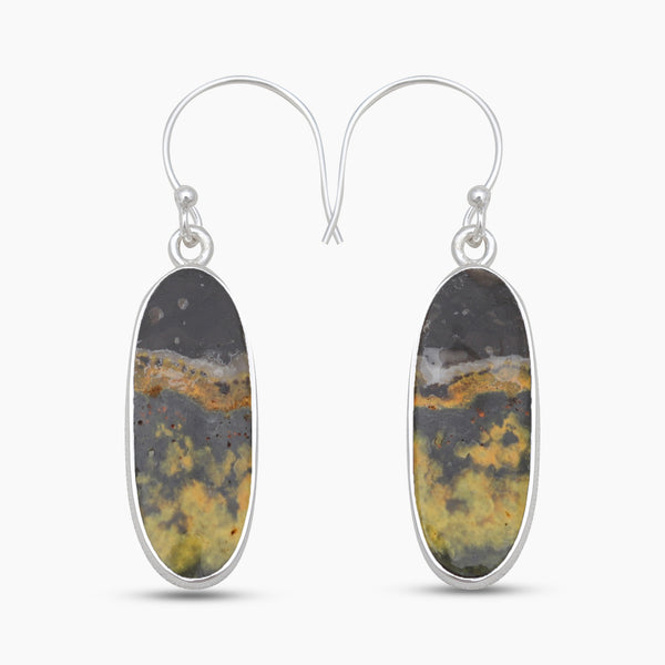 925 Sterling Silver Mustard Jasper Earrings