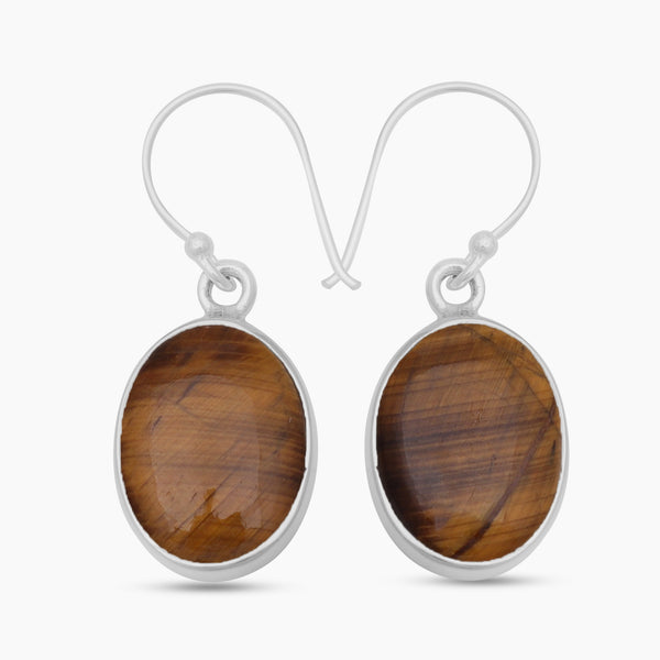 Tiger Eye Silver Earrings