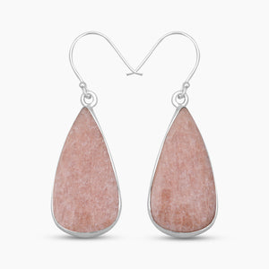 Orange Amazonite Silver Plain Earrings
