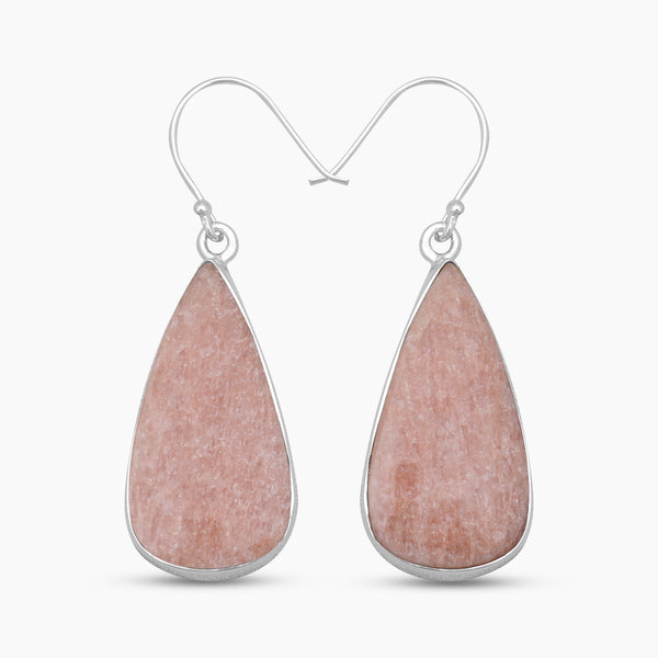 Orange Amazonite Silver Plain Earrings
