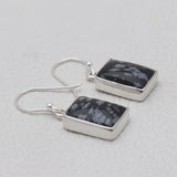 Natural Snowflake Obsidian Silver Earrings