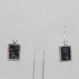 Natural Snowflake Obsidian Silver Earrings