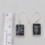 Natural Snowflake Obsidian Silver Earrings