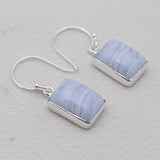 Blue Lace Agate Silver Plain Earrings
