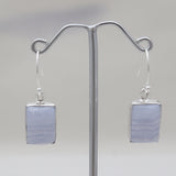 Blue Lace Agate Silver Plain Earrings