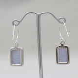 Blue Lace Agate Silver Plain Earrings