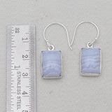 Blue Lace Agate Silver Plain Earrings