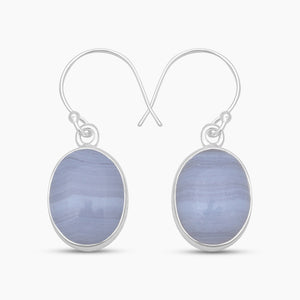 Blue Lace Agate Silver Earrings