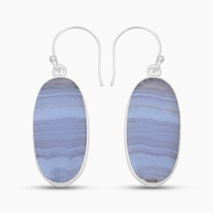 Blue Lace Agate Silver Earrings
