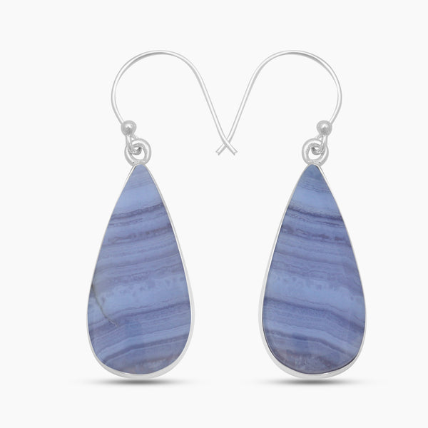 Blue Lace Agate Silver Earrings