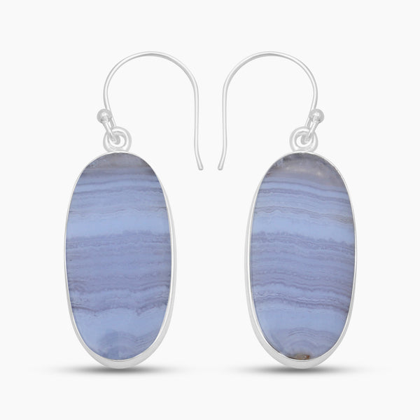 Blue Lace Agate Silver Earrings