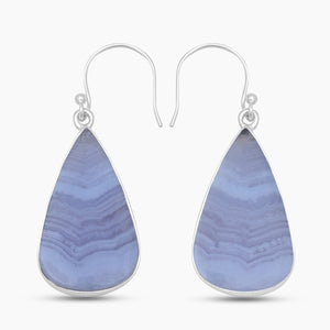 Blue Lace Agate Silver Earrings