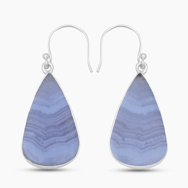 Blue Lace Agate Silver Earrings