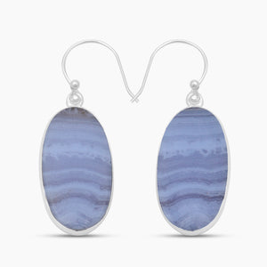 Blue Lace Agate Silver Earrings