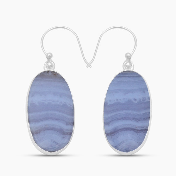 Blue Lace Agate Silver Earrings