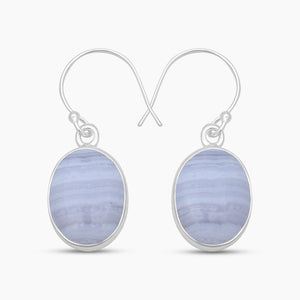 Blue Lace Agate Silver Earrings