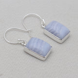 Blue Lace Agate Silver Plain Earrings