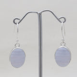 Blue Lace Agate Silver Earrings