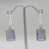 Blue Lace Agate Silver Plain Earrings