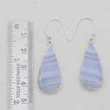 Blue Lace Agate Silver Earrings