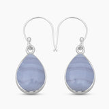 925 Sterling Silver Blue Lace Agate Earrings