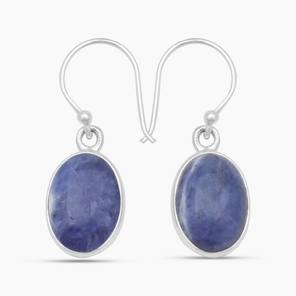 Blue Sodalite Silver Earrings