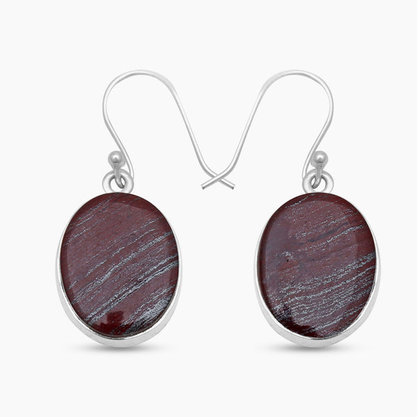 Natural Hematite Silver Earrings