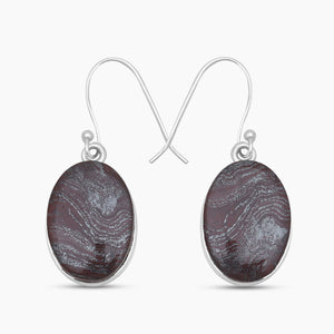 Natural Hematite Silver Earrings