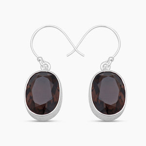 Smoky Quartz Silver Earrings