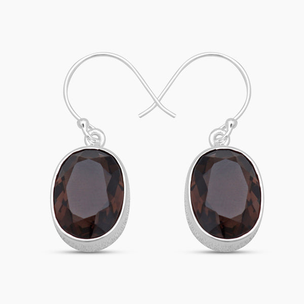 Smoky Quartz Silver Earrings