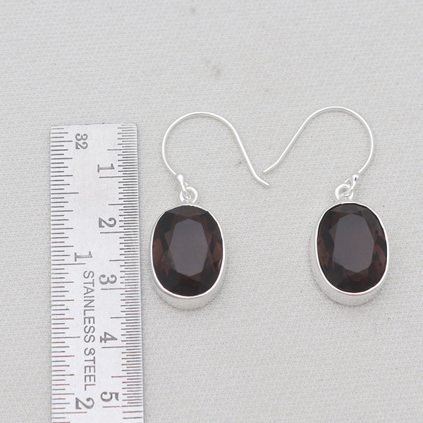Smoky Quartz Silver Earrings